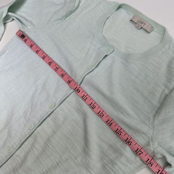 Ann Taylor Loft Cardigan Sweater Womens M Pale Mint Green 3/4 Sleeves Minimalist - Picture 6 of 9